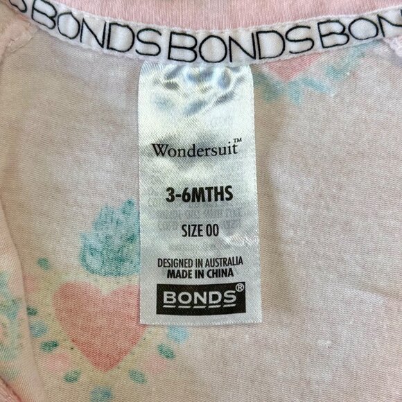 BONDS Hearts Wondersuit Baby Girls 3-6 Mo 00 Pink Zippy Onesie Romper Girl V Day - Picture 7 of 8